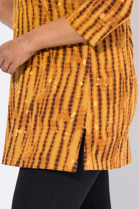 Produktbild Ulla Popken Longshirt, Batikmuster, A-Linie, V-Ausschnitt, 3/4-Arm (50, 52)