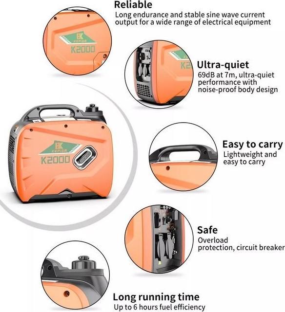 Produktbild Techly Kepsim K2000 230V 2000 Watt Generator Kraftwerk (1800 W, 4 l)