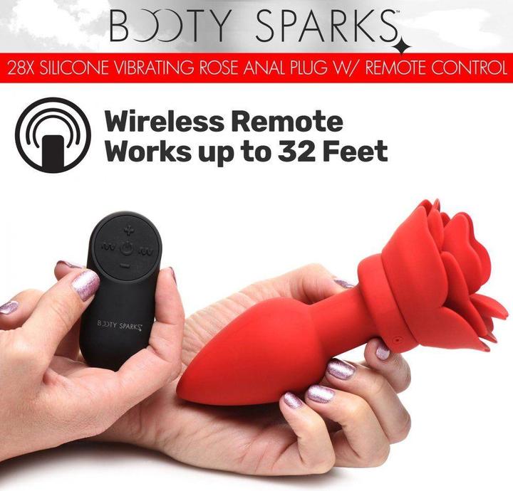 Actual product image XR Brands Vibrating Rose Anal Plug with Remote - Small