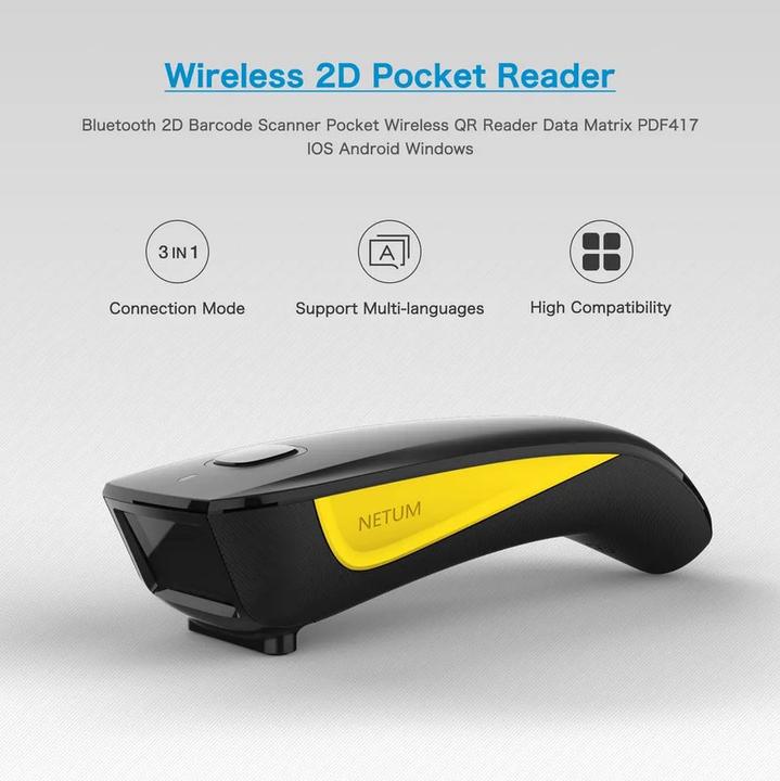 Image du produit PhoneLook Scanner à main portable 1D 2D Bluetooth 2.4G sans fil scanner QR-codes et code-barres (Codes à barres 1D, Codes à barres 2D, Code QR)
