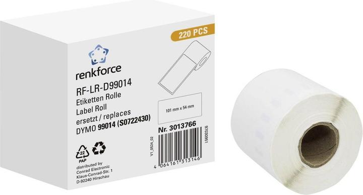 Renkforce Etiketten Rolle Kompatibel ersetzt DYMO DYMO 99014 101 x 54 mm Papier