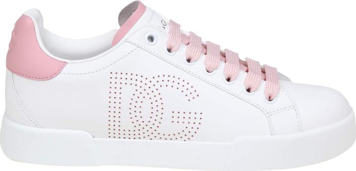 Dolce & Gabbana portofino light sneakers in white and pink leather (41)