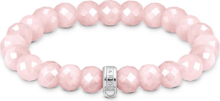 Thomas Sabo Charm Armband Rosenquarz Beads oval (19 cm, Silber 925)