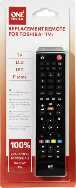 Produktbild One for All Toshiba TV Ersatzfernbedienung (Universal Fernbedienung, Infrarot)