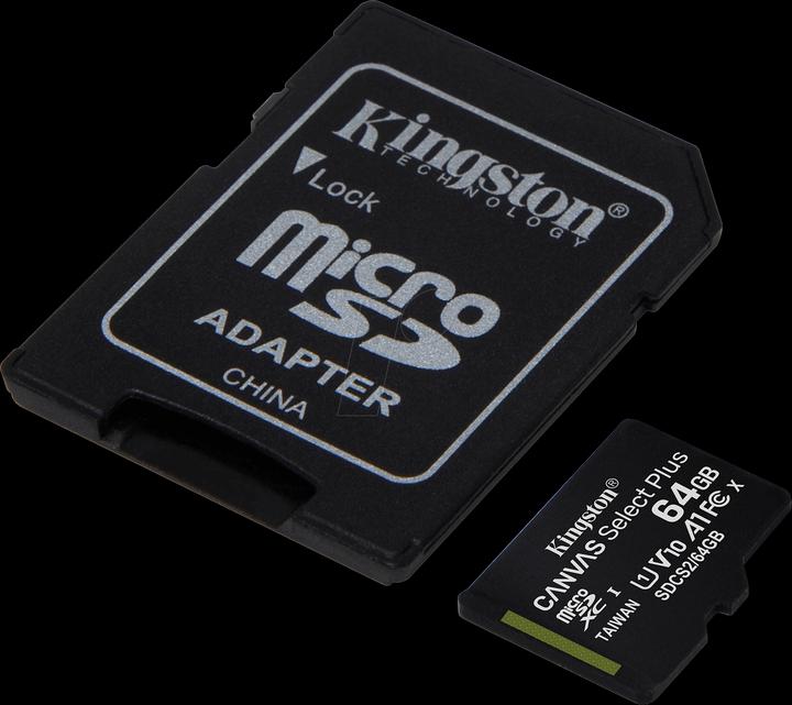 Image du produit Kingston Canvas Select Plus (64 Go, microSDXC, U1, UHS-I)