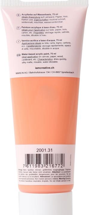 Produktbild I Am Creative Basic Acryl, Acrylfarbe auf Wasserbasis, 75 ml (Pastellorange, 75 ml)