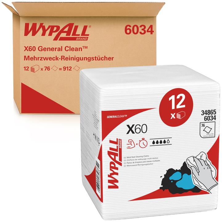Produktbild Kimberly-Clark Wypall X60 - Wipes in sections, folded, white - 76 sections (1 x)