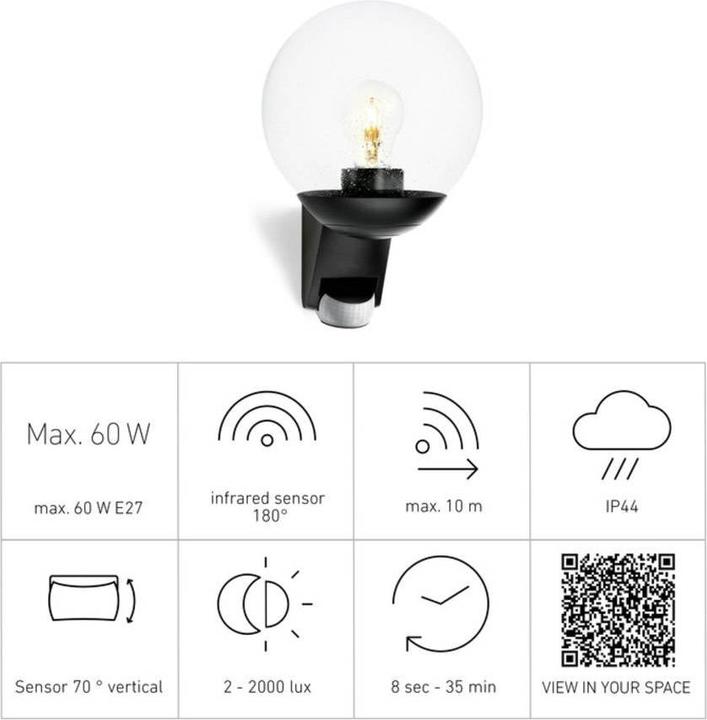 Immagine prodotto Steinel Lampada da parete esterna con movimento (E27, IP44)