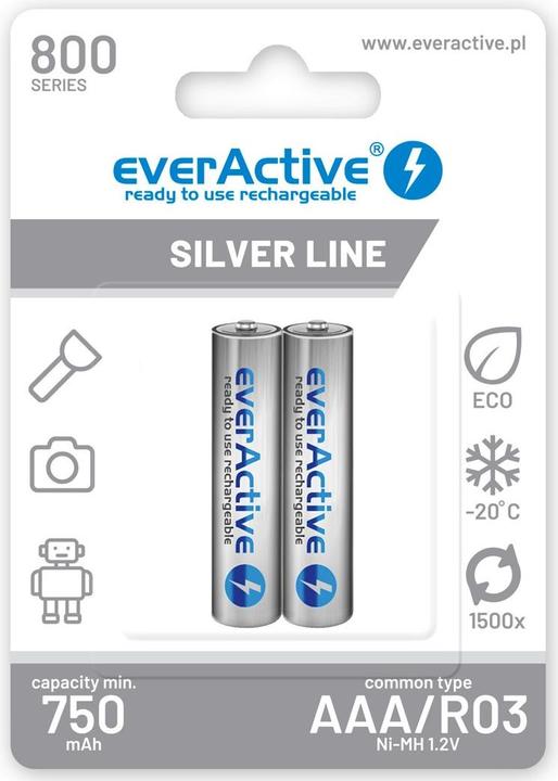 Produktbild Everactive Rechargeable batteries Ni-MH R03 AAA 800 mAh Silver Line - Batterie - Micro (AAA (2 Stk., AAA, 800 mAh)