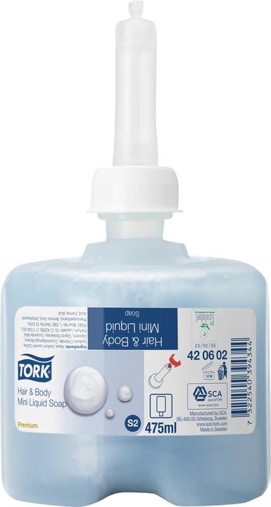 Actual product image Tork Hair & Body Mini liquid soap - 420602 - 2-in-1 shower gel and shampoo for S2 dispenser systems - P (475 ml)