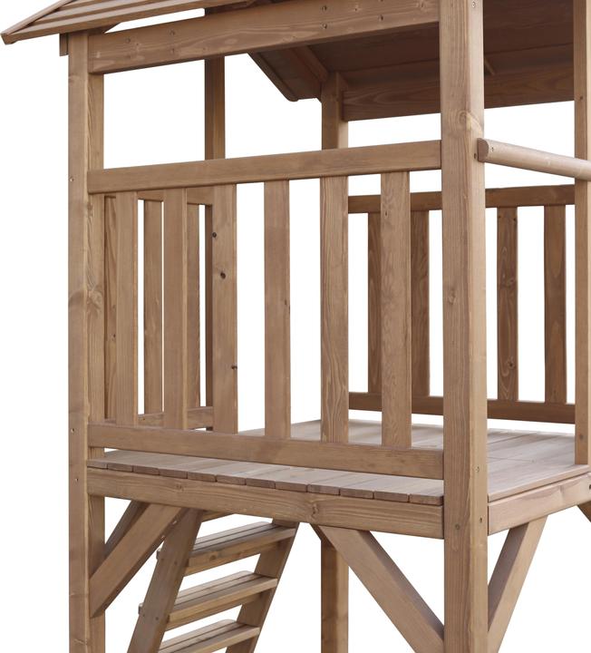 Produktbild Axi Beach Tower Spielturm mit Summer Nest Schaukel Braun - Graue Rutsche