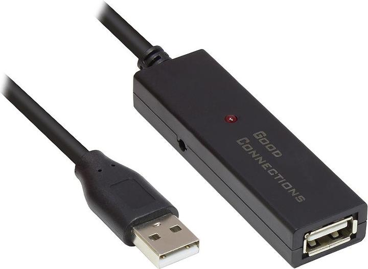 Image du produit Good Connections Rallonge active USB 2.0, mâle A à femelle A, CU, noir, 5m, ®. (5 m, USB 2.0)