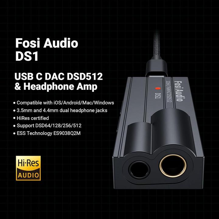 Produktbild Fosi Audio DS1, 32-Bit/768 kHz DAC und Kopfhörerverstärker