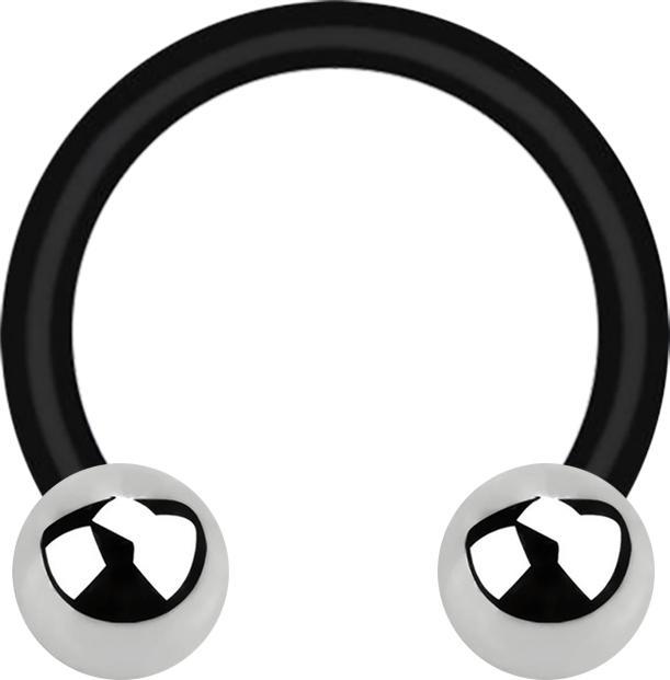 Produktbild Star Piercing Micro Circular Barbell schwarz mit zwei Kugeln silber (Bioflex, Chirurgenstahl 316L, ohne Messing)