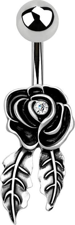 Star Piercing Banane silber Rose mit Feder (Messing, Chirurgenstahl 316L)