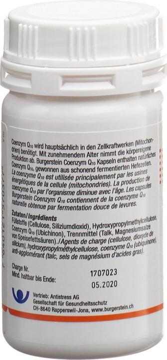 Nährwerte und Zutaten Burgerstein Coenzym Q10 (180 Stück, Kapseln, 54 g)