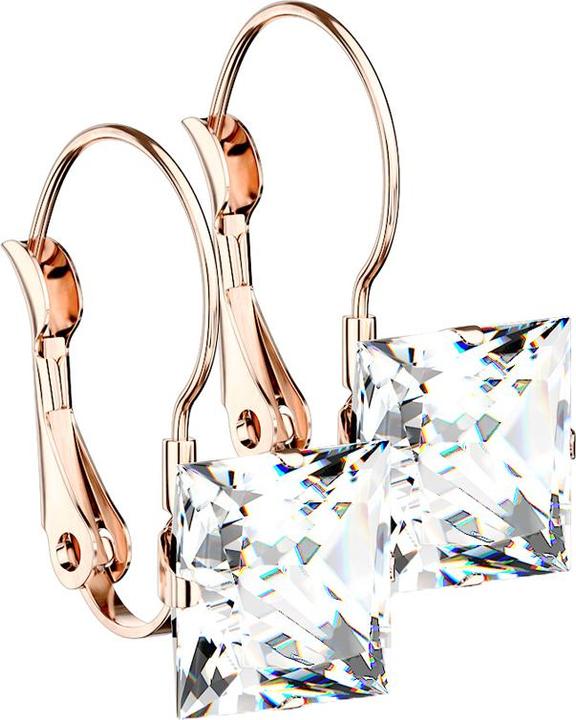 Star Piercing Ohrring rosegold mit Quadratischem Kristall silber (ohne Messing, Chirurgenstahl 316L)