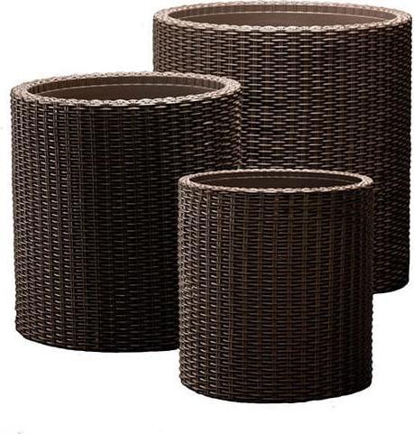 Actual product image Curver Keter 17197934 Cylinder Planter, Set of 3, S/M/L, Plastic, Brown (28 cm)