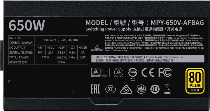 Actual product image Cooler Master Power supply V V2 Modular (650 W)