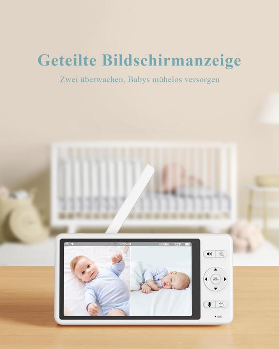 Produktbild WUUK 2K Babyphone mit Kamera und App, 5,5 Zoll Display (Babyphone mit Kamera, 305 m)