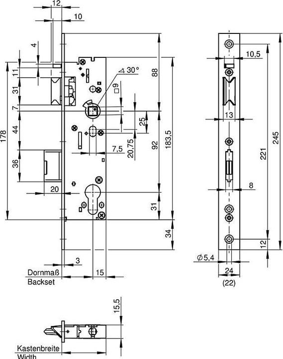 Actual product image Wilka Escape door lock 7667 self-locking, single-leaf, function E, DM 35 mm (Mortise lock)