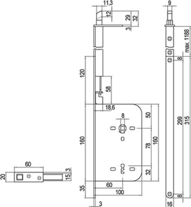 Actual product image HAWA Sliding door plug-in locks -Silent-Stop (Mortise lock)