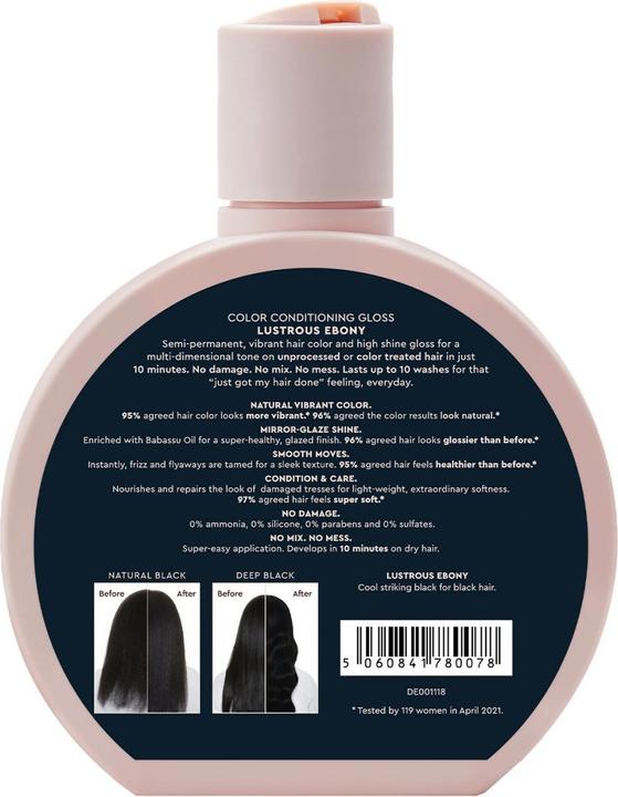 Image du produit Glaze gloss sublimateur de cheveux de couleur bleu-noir Lustrous Ebony Tb 190 ml (190 ml)