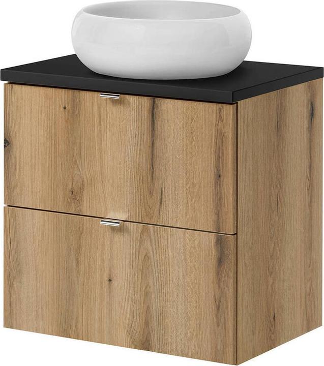 Produktbild En.Casa Waschtisch Skelbolu mit Schubladen 60x72x40 cm Eicheoptik/Schwarz