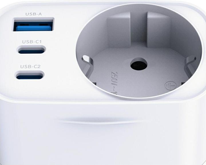 Actual product image 3MK Adapter sieciowy Hyper Comfort Charger 30W 1xUSB-A 2xUSB-C 1xSchuko PD QC3.0 biały (30 W)