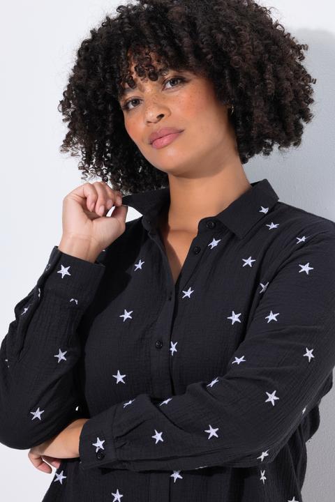 Produktbild Angel of Style Musselin-Bluse, oversized, Sternen-Stickerei (50)