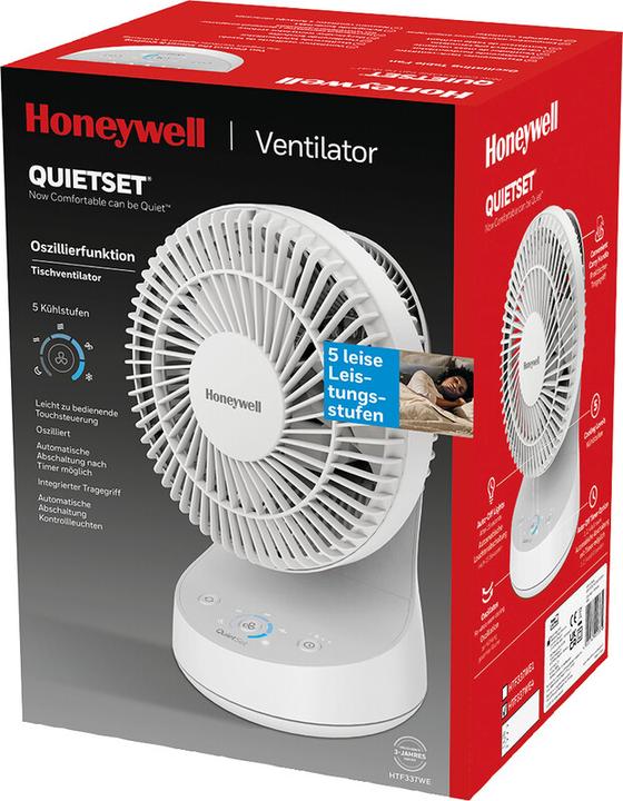Productafbeelding Honeywell HTF337WE4 Witte QuietSet Tafelventilator (48 dB)