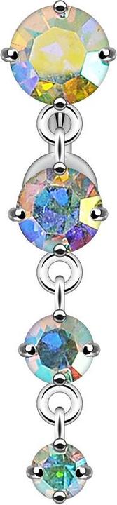 Star Piercing Banane silber mit Anhänger vier Kristallen multicolor (ohne Messing, Chirurgenstahl 316L)
