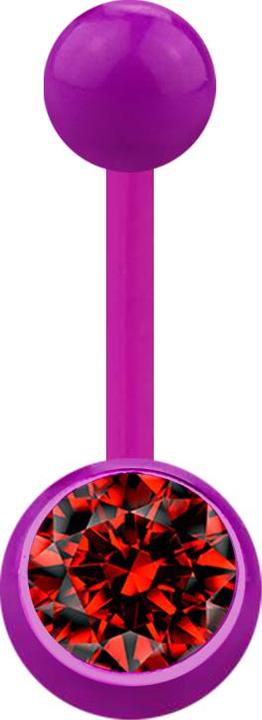 Star Piercing Banane violett mit Kugel und Kugel Kristall rot (Acryl, ohne Messing)