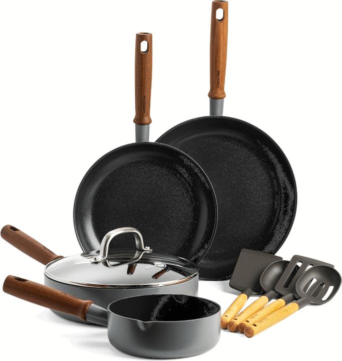 Actual product image Greenpan Mayflower Pro 9-delige Pannenset met keramische antikleeflaag (Pan set + pot set, Aluminium)