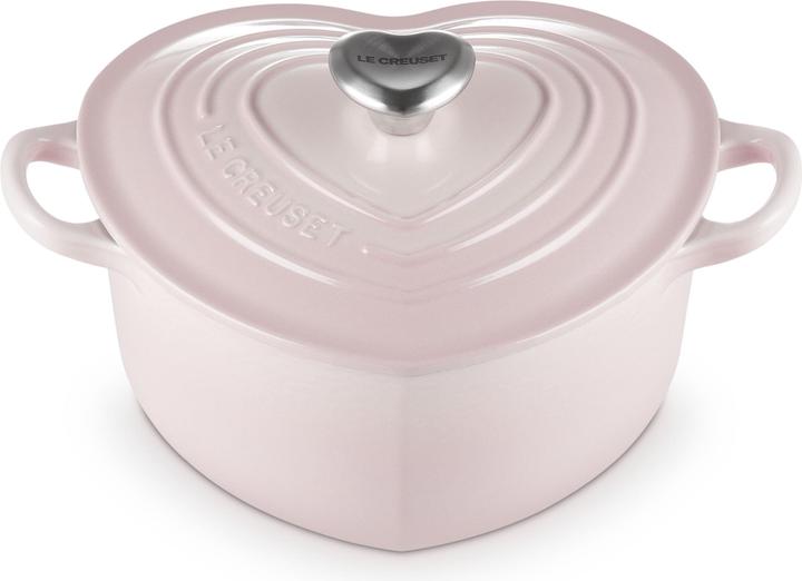 Le Creuset Rôtissoire à coeur avec bouton de coeur Shell Pink (20 cm, Cocotte + faitout, Fonte)