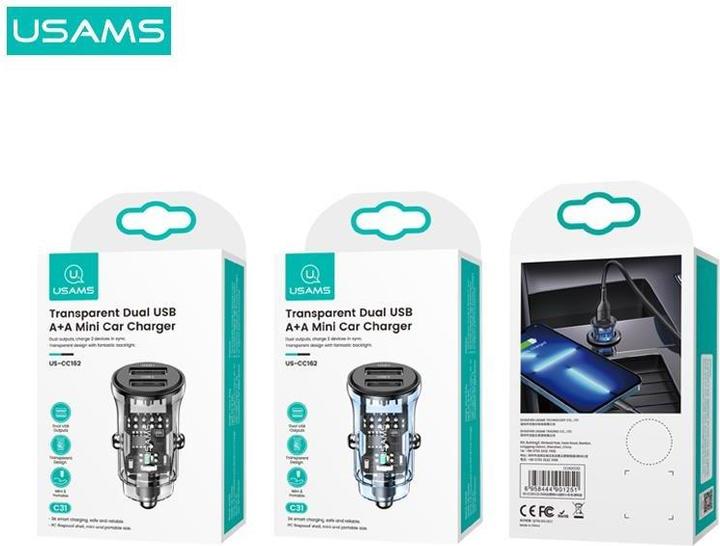Produktbild Usams Autoladegerät USB 2 Ports - Schwarz