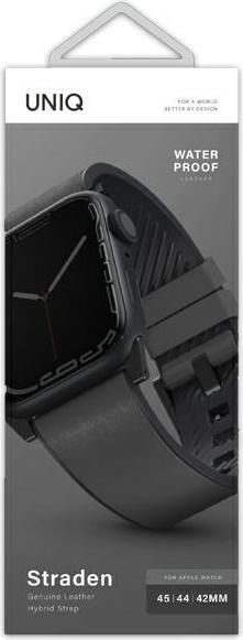 Actual product image Uniq Apple 4/5/6/7/8/SE/ULTRA Smart Watch Strap, Black, 42/44/45mm (45 mm, 44 mm, 42 mm, Silicone, Eco-leather)
