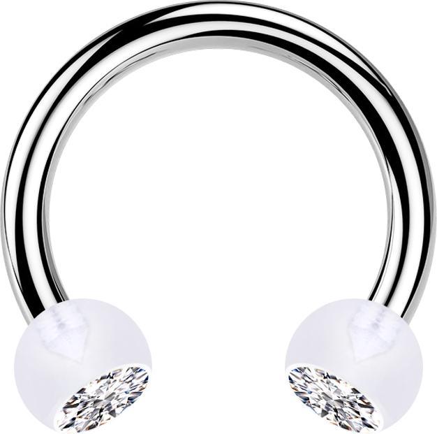 Immagine prodotto Star Piercing Bilanciere circolare in argento con due sfere di cristallo trasparenti in argento (senza ottone, Bioflex, Acciaio chirurgico 316L)