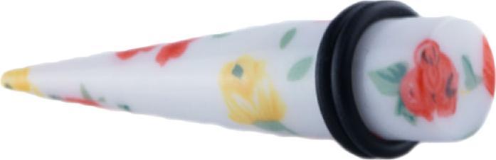 Produktbild Star Piercing Expander weiss mit Blumen (Acryl, ohne Messing)