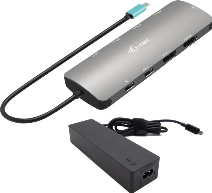 Produktbild i-tec USB-C Metal Nano Dock 2x HDMI 1x GLAN 2x USB 3.2 2x USB 2.0 1x USB-C 3.2 Gen.1 Data 1x USB-C 1 (USB-C, 2 Ports)