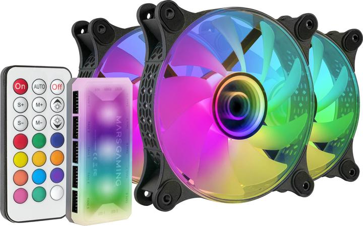 Mars Gaming Lot De 3 Ventilateurs Boitier Mf-3d RGB - 12cm (Noir) (120 mm, 3 x)
