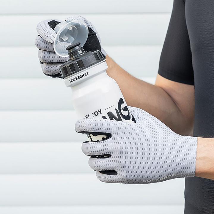 Actual product image Rockbros Breathable Full Finger Cycling Gloves, Size: S - Green (S)