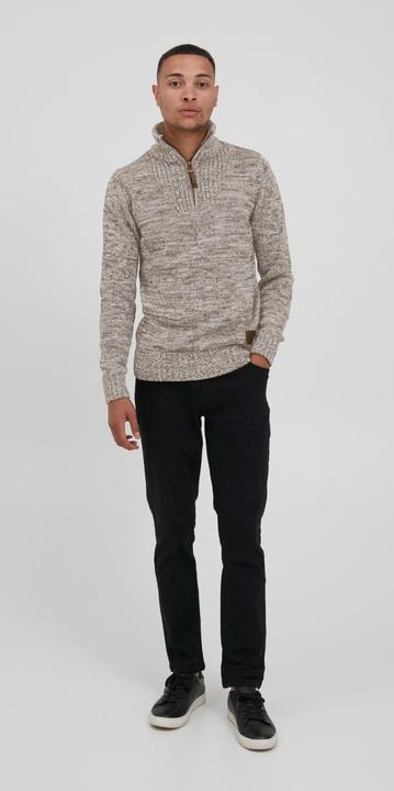 Actual product image Solid Philostrate Men's Jumper Chunky Knit Pullover Troyer Made Of 100% Cotton With Zipper (XXL)