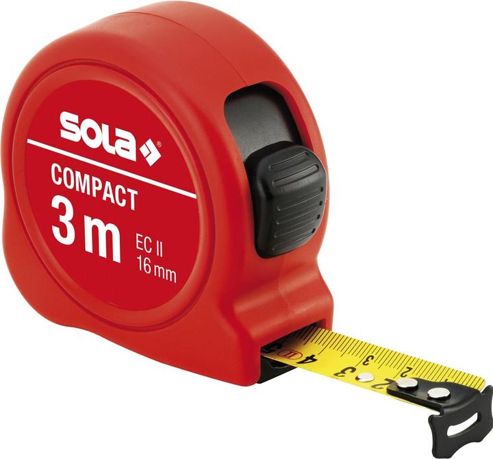Actual product image Sola Compact rolling tape measure 3m with EC test mark accuracy 2 red