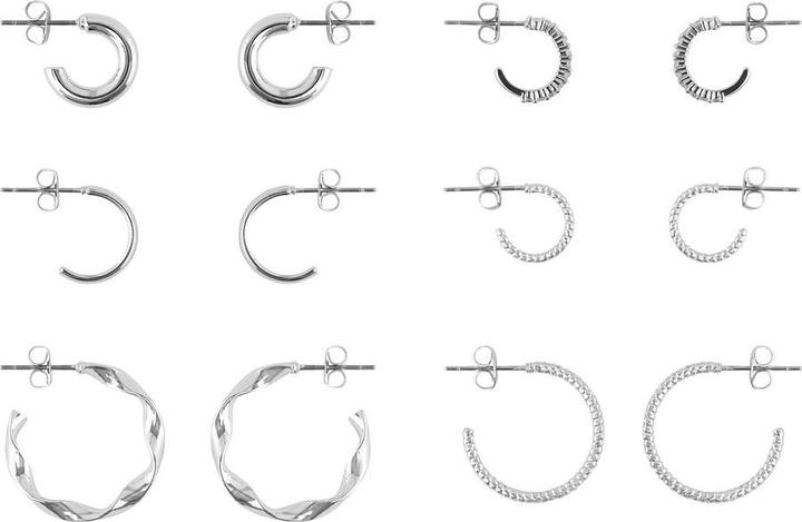 Image du produit Pieces Pcdiona Hoop Earrings 6-Pack Noos (5% Titane, 92% laiton, 3% Verre)