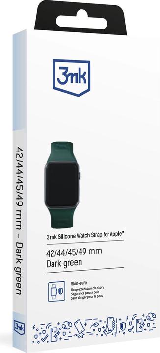 Produktbild 3MK Silicone Watch Strap Ciemnozielony/ Dark Green dla Apple Watch 42/44/45/49mm (Silikon, Edelstahl)