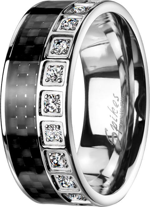 Star Piercing Ring silber Carbon und Kristalle (Chirurgenstahl 316L, ohne Messing)