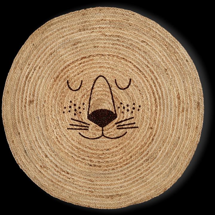 Actual product image Rice - Jute Floor Mate with Lion Face - Natural