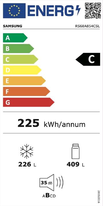 Energie-Label Samsung RS68A854CSL (625 l)