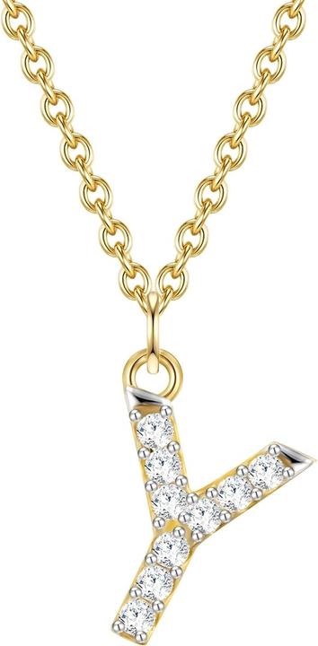 Glanzstücke München Damen Buchstabe Y Sterling Silber Zirkonia Gelbgold 45,0 cm Basiskette + 5,0 cm Verlängerung - 32142 (Sterling Silber, 40 - 45 cm)